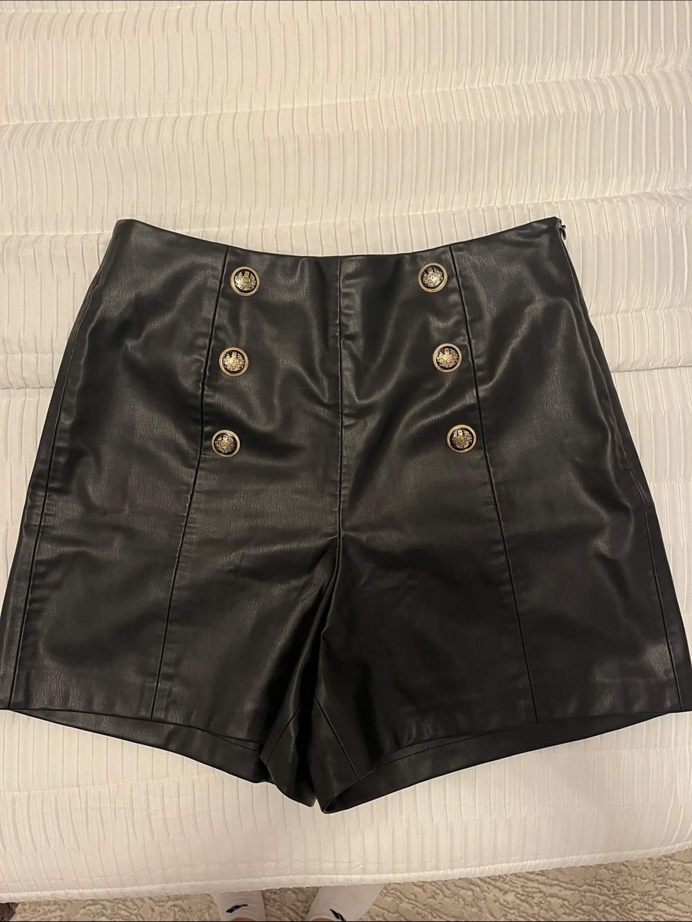 Zara High Waisted Faux Leather Sailor Shorts